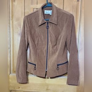 Kathie Lee jacket size 6 really cute brown black zipper shoulder pads